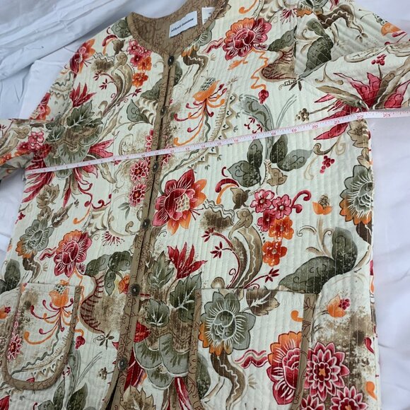 Alfred Dunner Floral Quilted Jacket Buttons Cotton Blend Womens SZ 12 Outerwear - Picture 10 of 11